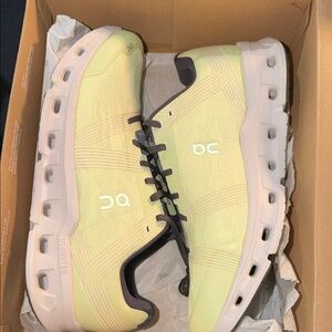 On Running Men's Light Yellow Athletic Running Shoes with Black Accents